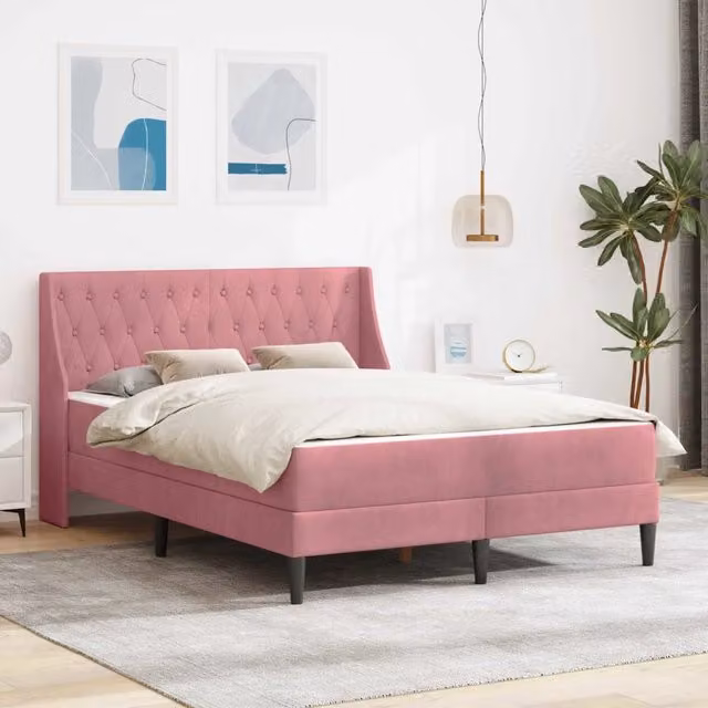Struttura letto imbottita in velluto rosa vidaXL L/P/H: 180 x 200 x 96 cm