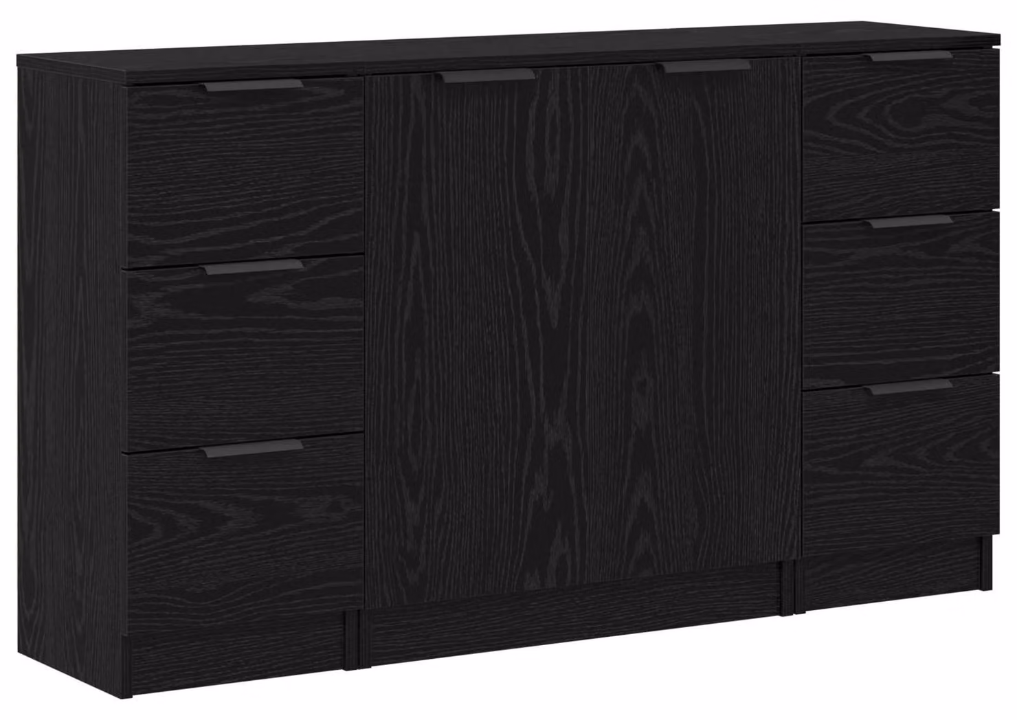 Credenza con cassetto 3 pcs Rovere Nero Legno multistrato