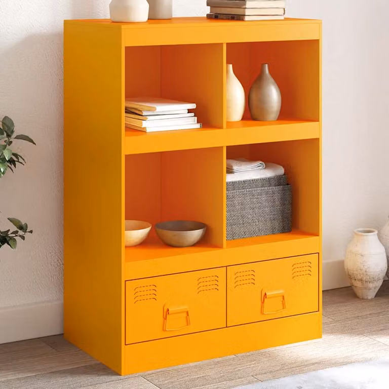 Credenza moderna vidaXL in metallo giallo opaco L: 67 cm, P: 39 cm, H: 95 cm