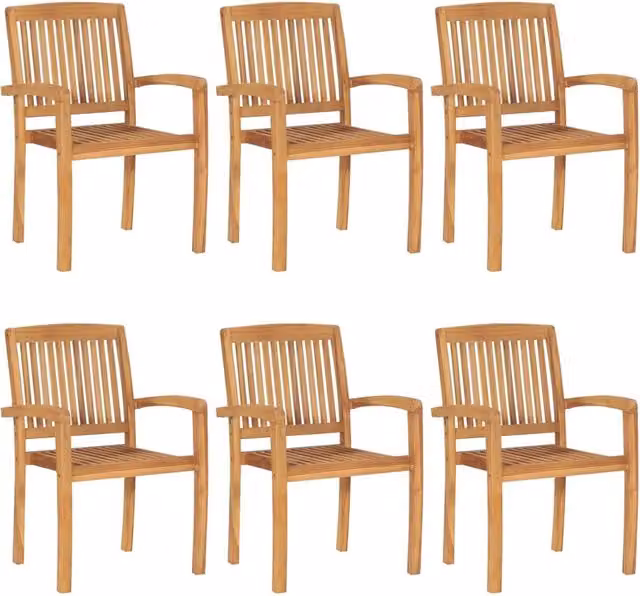 Sedie da Giardino Impilabili con Cuscini 6 pz Massello di Teak 3073272