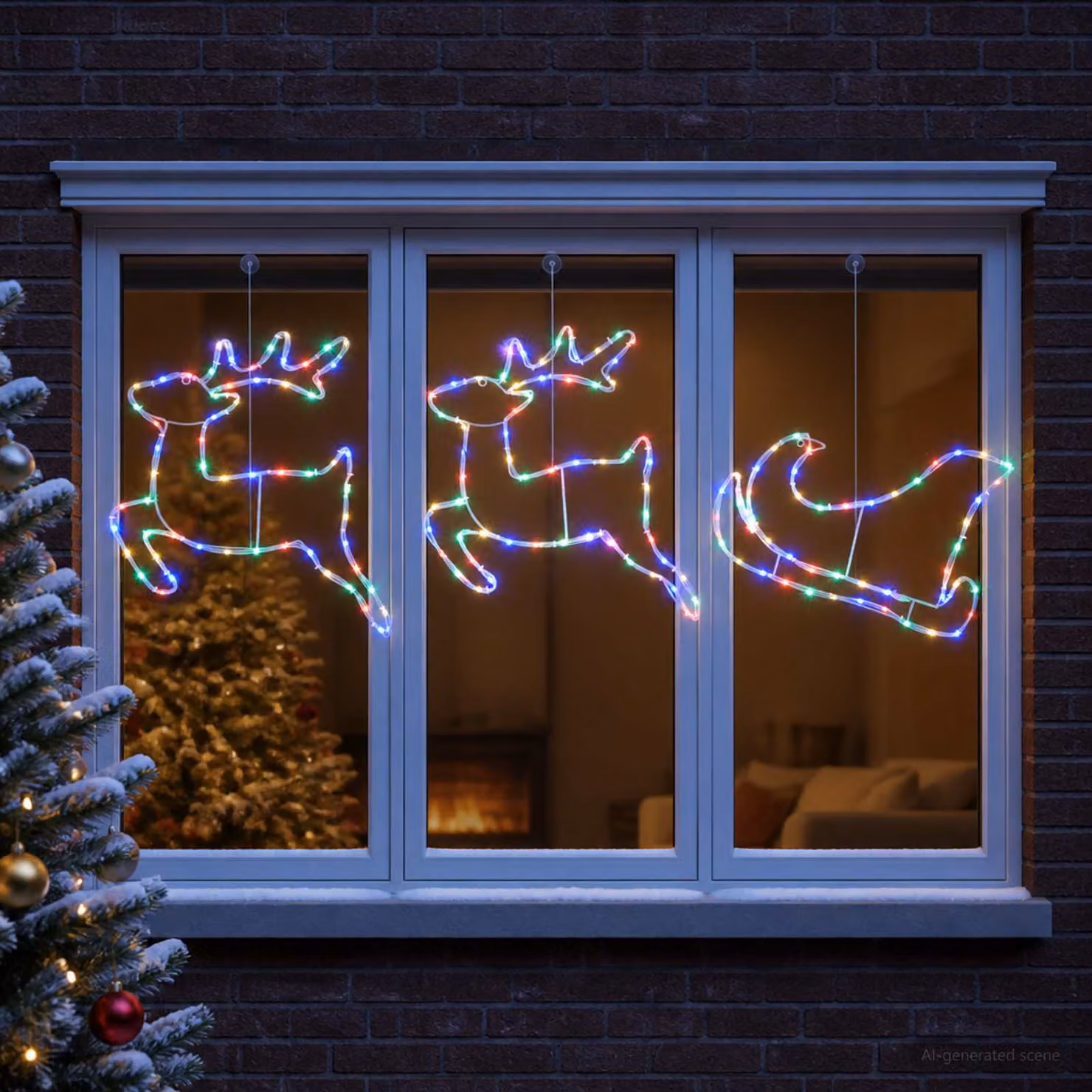 vidaXL Decorazione natalizia con renna e slitta LOVIISA 180 LED