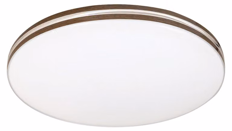 Rabalux Plafoniera LED bianca Oscar2 con decoro in legno rotonda 340mm 18W 71173