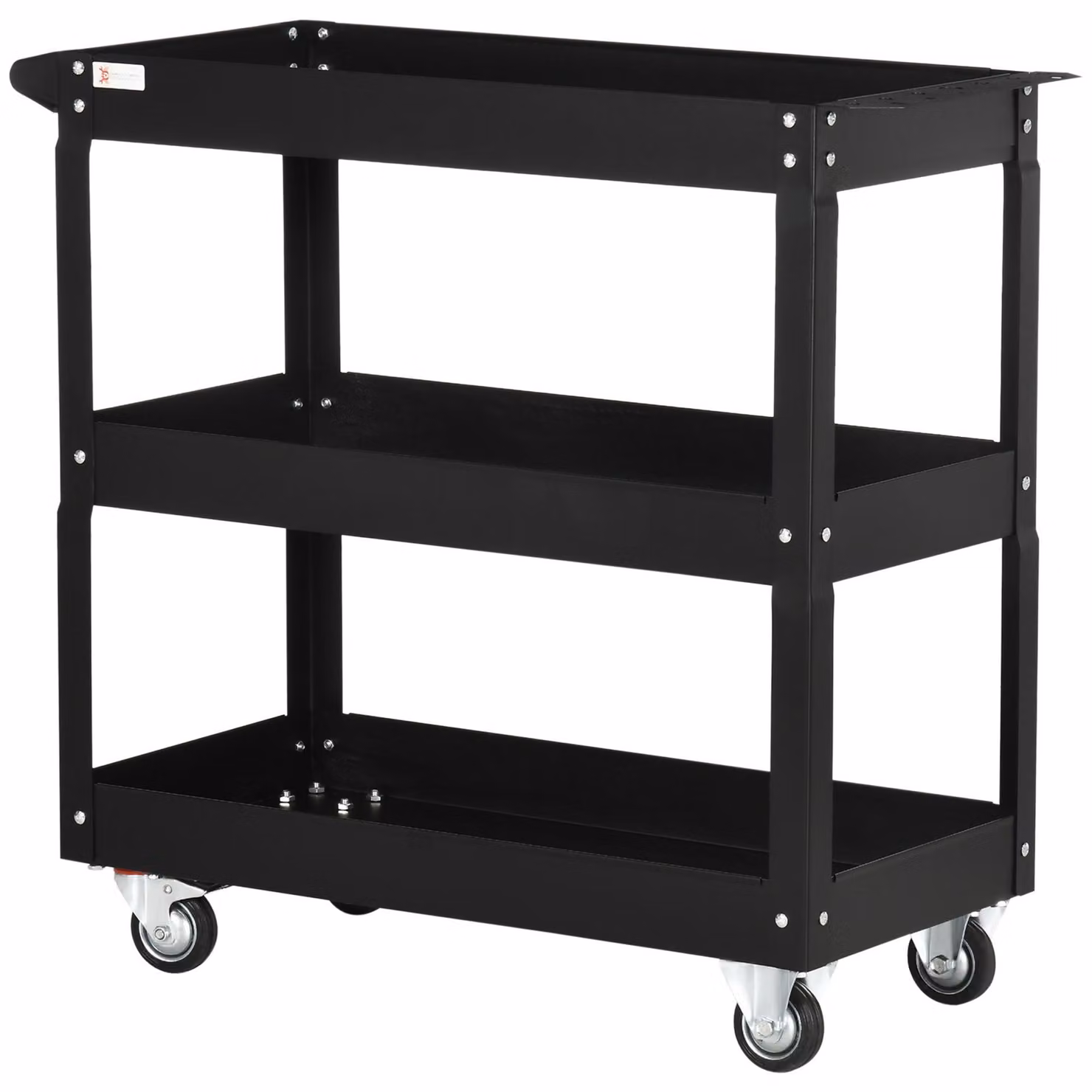 Carrello da officina con 3 ripiani | Colore: nero | Dimensioni: 35,3 x 83 x 76 cm