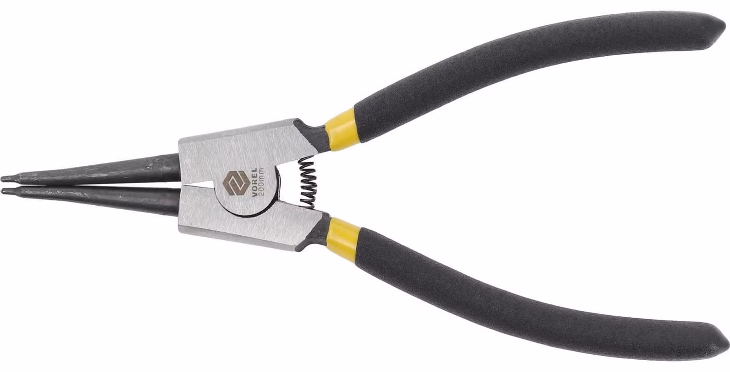 Pinza per anelli di sicurezza, dritta, da 200 mm, cromata