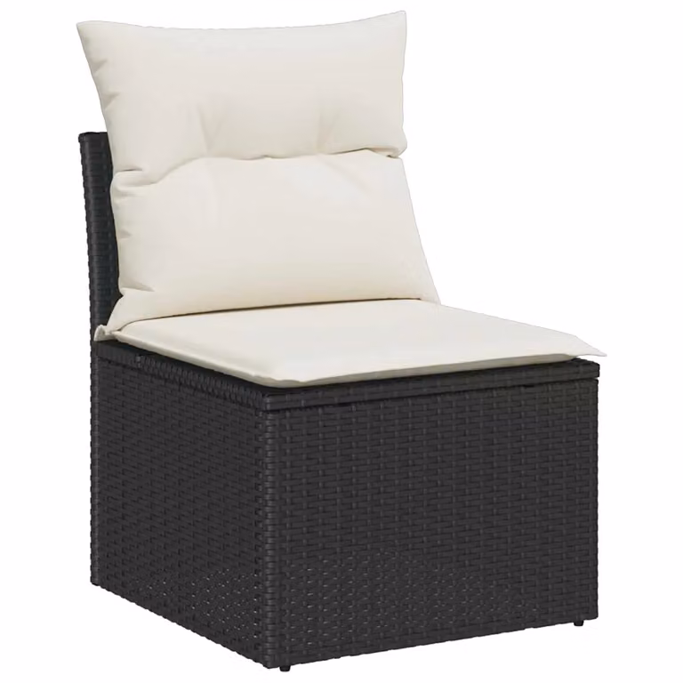 vidaXL Set Divano da Giardino a Forma di U con 12 Pezzi, Nero e Beige, in Poly Rattan con Cuscini e Tavolino da Esterno