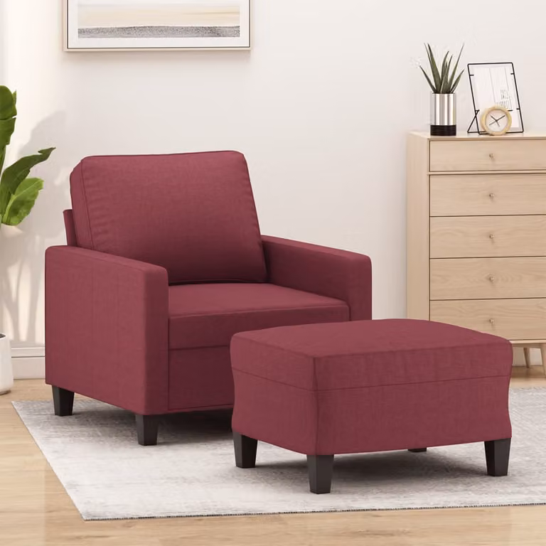 Poltrona relax con poggiapiedi vidaXL in tessuto rosso con braccioli e struttura moderna per soggiorno