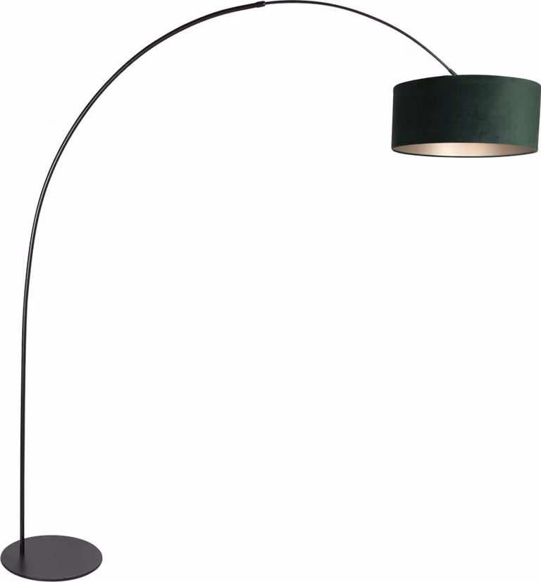 Lampada da terra - verde nero - Curve - plastica metallo velluto - lampada ad arco - E27 - 4269ZW - Anne Lighting