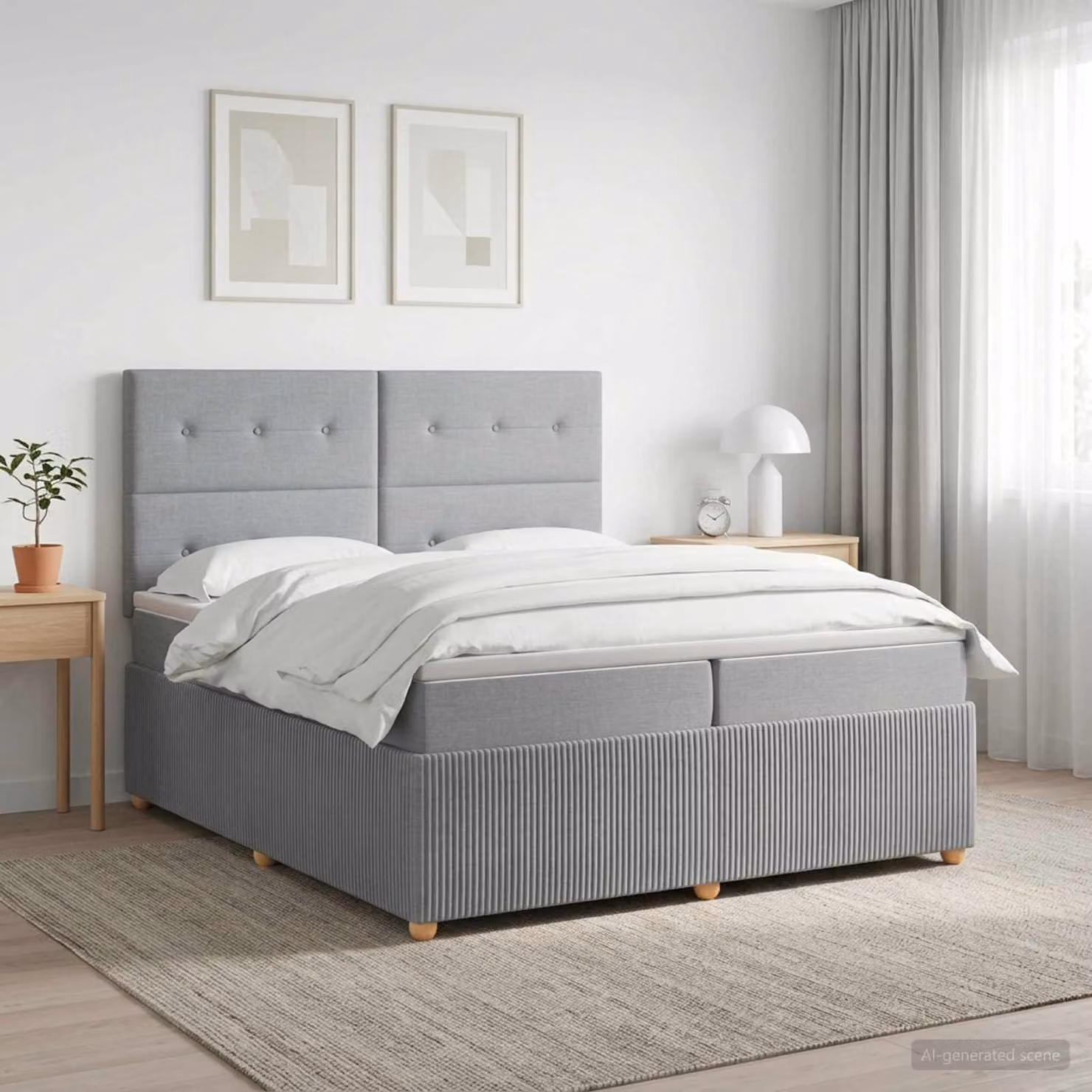 Letto box spring con materasso ibrido vidaXL Grigio e Bianco L/P: 200 x 200 cm