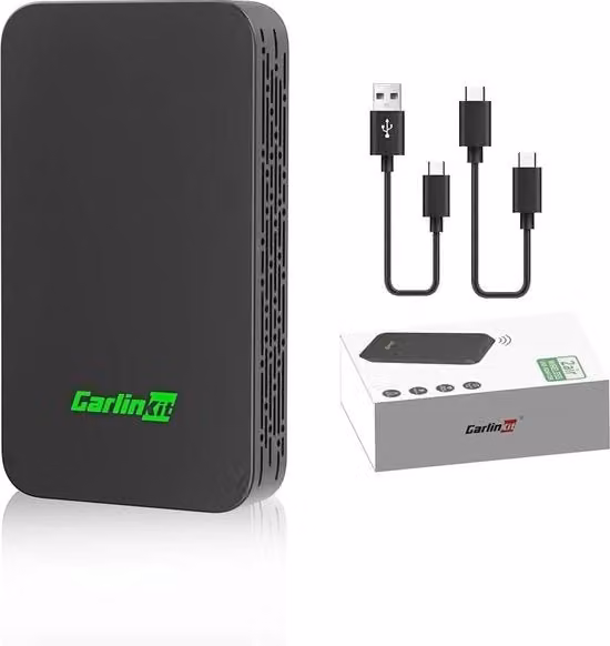 Adattatore 2-in-1 Wireless per Auto con CarPlay e Android Auto via Bluetooth e Wi-Fi, Colore Nero
