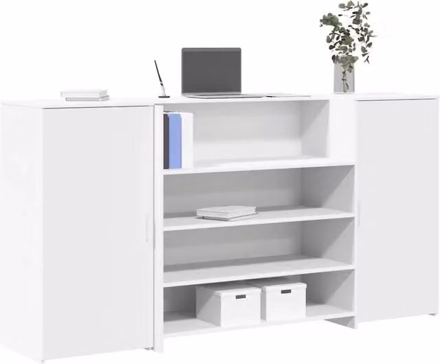 Scrivania da reception bianca vidaXL in legno e MDF con design minimalista L: 200 cm, P: 50 cm, H: 103,5 cm