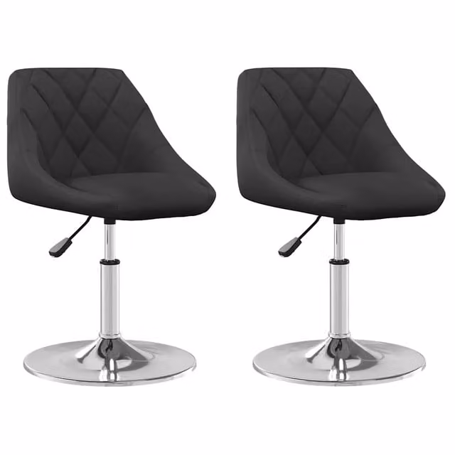 Set di 2 sedie da pranzo girevoli a 360 gradi in velluto nero con design moderno per cucina e sala da pranzo