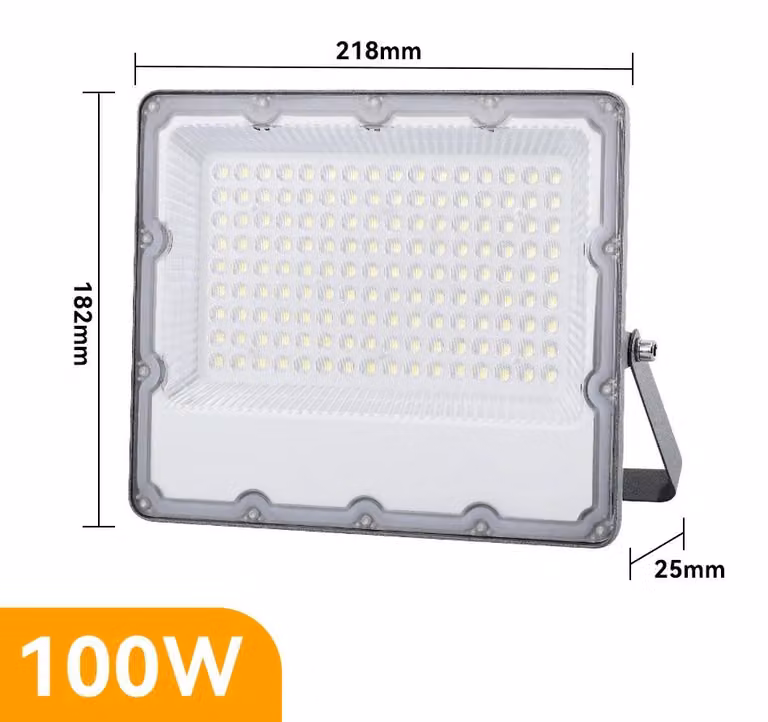 Faretto LED per illuminazione esterna - 100 W, 1 unità - Grado di protezione IP66 - 6000 K (bianco freddo) - 85–265 V - Grigio