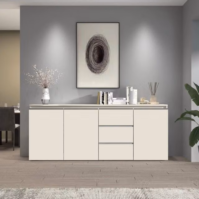 WHOUS Credenza Magic 3 ante e 3 cassetti centrali cashmere 200x40x80 cm