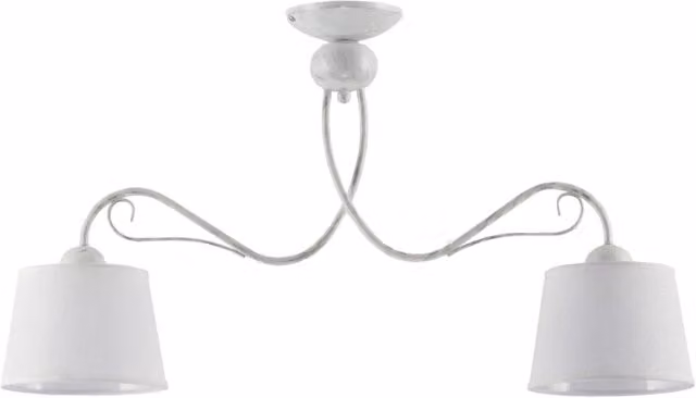 Plafoniera classica Jupiter Kamelia bianca con 2 luci E27, dimmabile