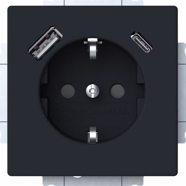 Busch-Jaeger 20 EUCB2USBAC-885 Presa di corrente con caricatore USB tipo A + C Future Linear nero/opaco