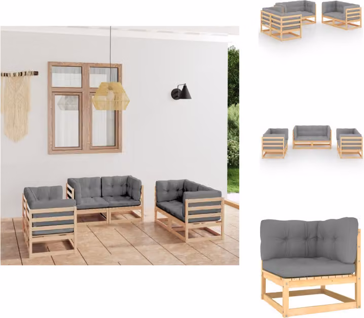 vidaXL Set di 6 pezzi da giardino con cuscini in pino massiccio - Set di mobili da giardino