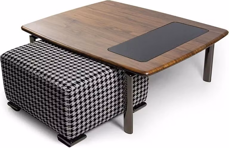 Design Komplett Modern Couchtisch mit Hocker Einrichtung Wohnzimmer