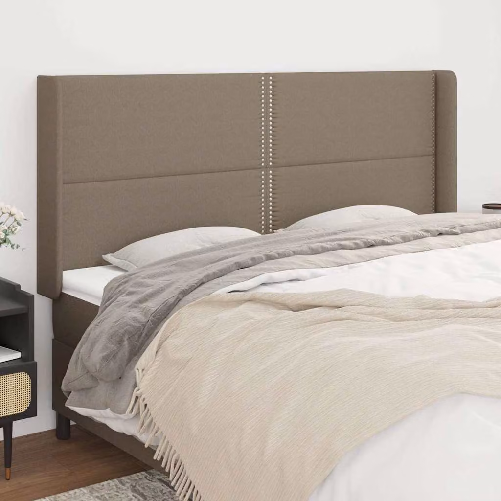Testiera ad orecchio vidaXL in tessuto beige/grigio L: 183 cm, P: 16 cm, H: 118/128 cm