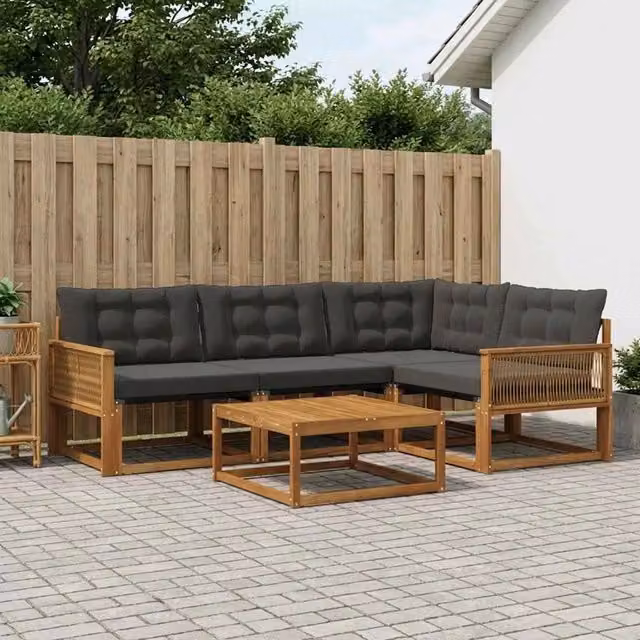 Set di divani da esterno 5 pz Naturale e Nero 3381412