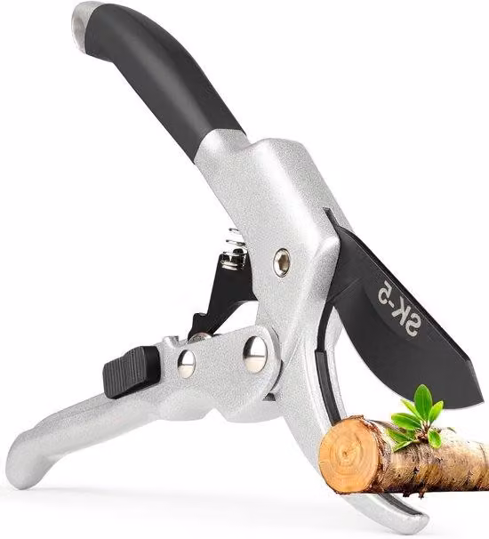 Coltello da giardino in acciaio SK5 con rivestimento in teflon - Manico ergonomico - Ideale per rose, arbusti e rami - Per lavori di giardinaggio e cura del giardino