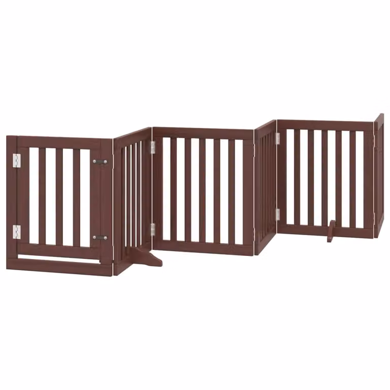 Cancello Cani Porta Pieghevole Marrone 6 Pannelli 300cm Pioppo