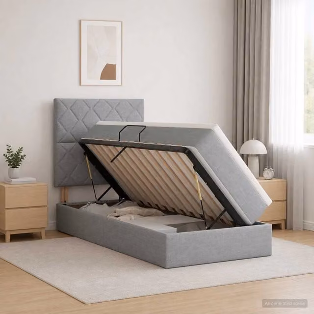 Letto con contenitore e materasso Grigio Chiaro 90 x 190 cm 3459534