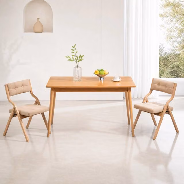Sedia pieghevole 61x48x77 cm kaki – schienale imbottito, set da 2