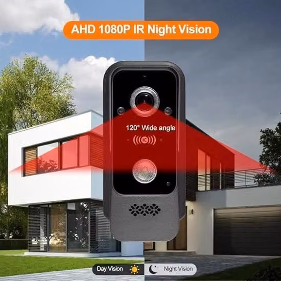 Sistema di videocitofonia Wi-Fi con camera 1080P e schermo a colori, visione notturna, colore nero