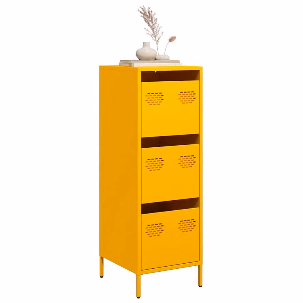 vidaXL Credenza in Metallo Giallo Senape L/P/H: 39 x 35 x 103,5 cm