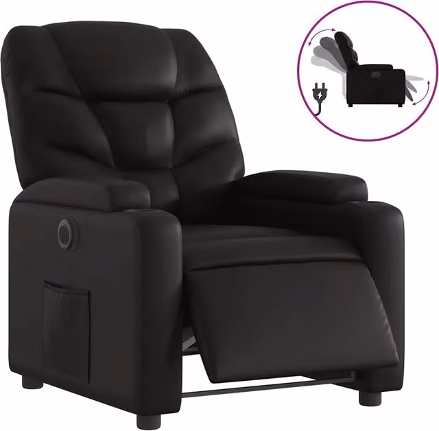 Poltrona | Sedia Relax Reclinabile Elettrica Nera in Similpelle