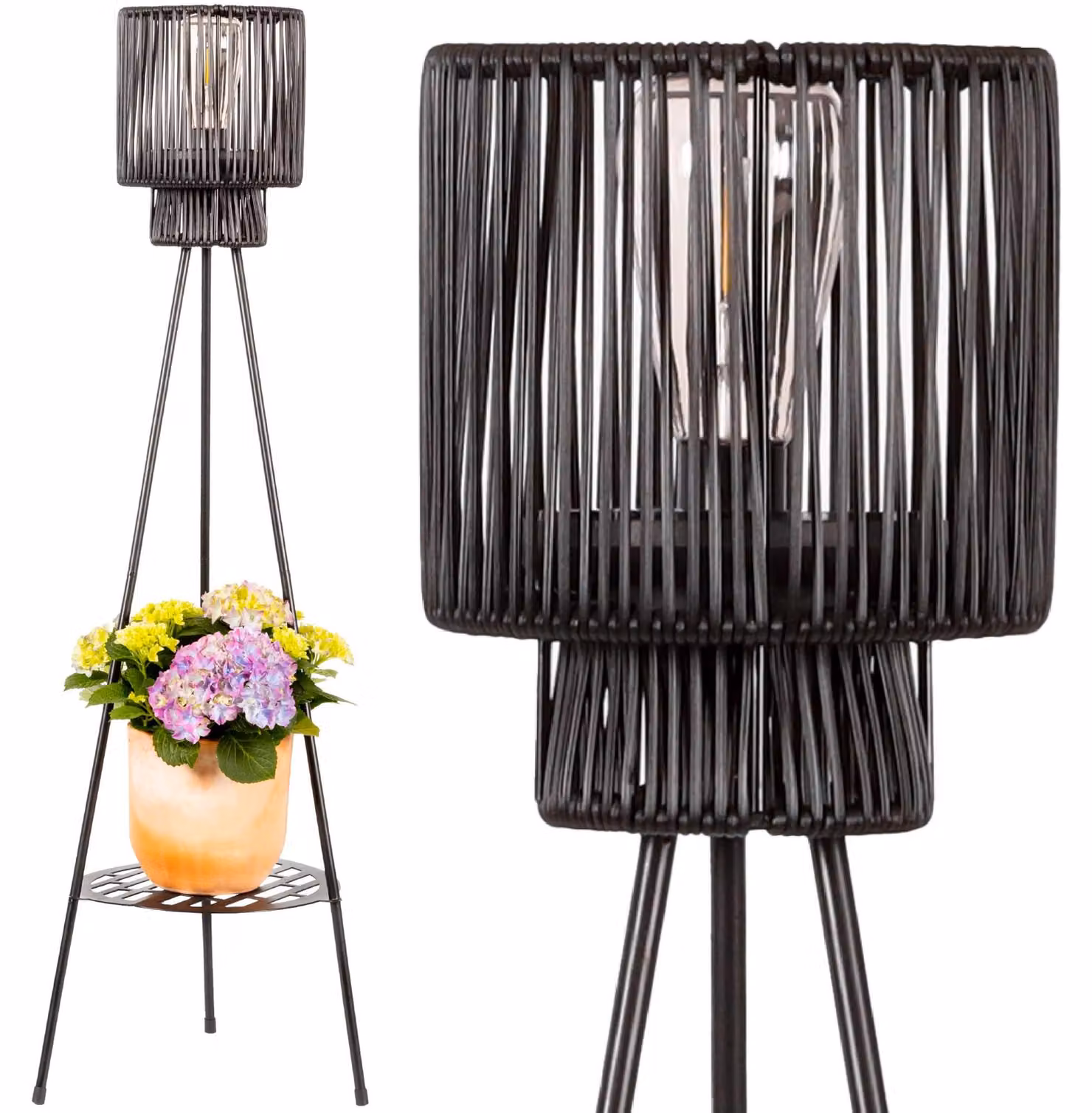 Lampada solare da esterno Gadgy con supporto per fiori, resistente agli agenti atmosferici, grado di protezione IP44
