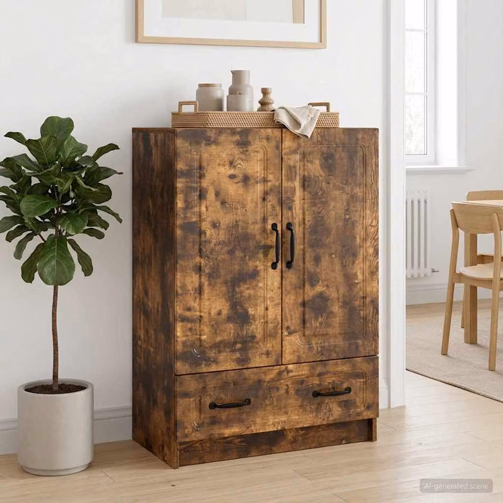 Credenza moderna vidaXL in legno ingegnerizzato color rovere fumo L: 66 cm, P: 34,5 cm, H: 92 cm
