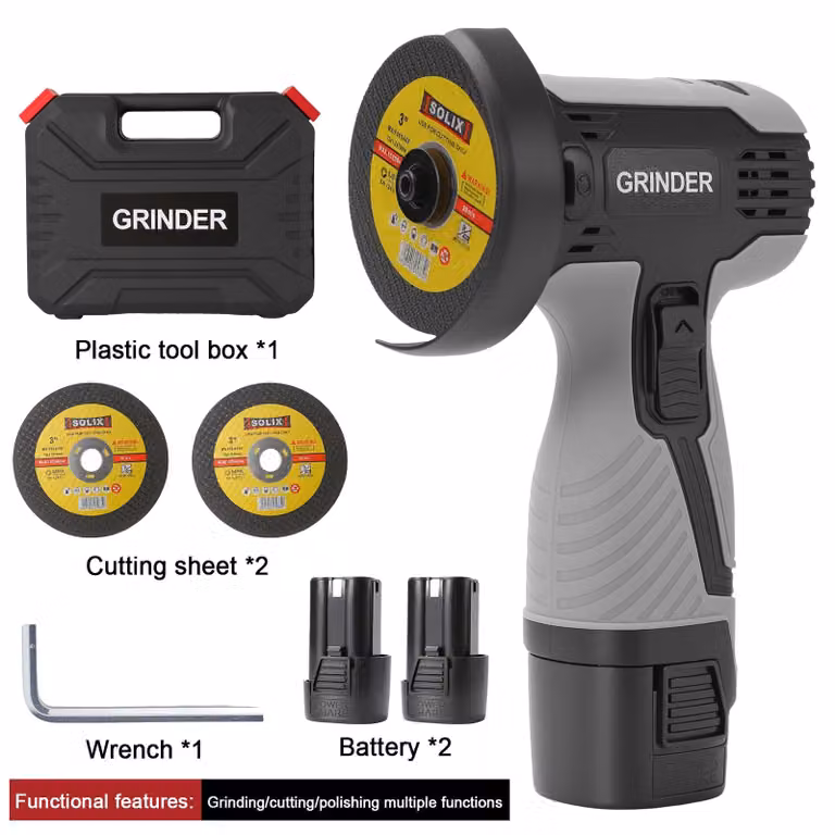 Smerigliatrice angolare compatta - Smerigliatrice angolare a batteria - Modello E-2 con batteria - Ricaricabile - Ideale per tagliare e lucidare - Adatta per uso domestico e fai-da-te