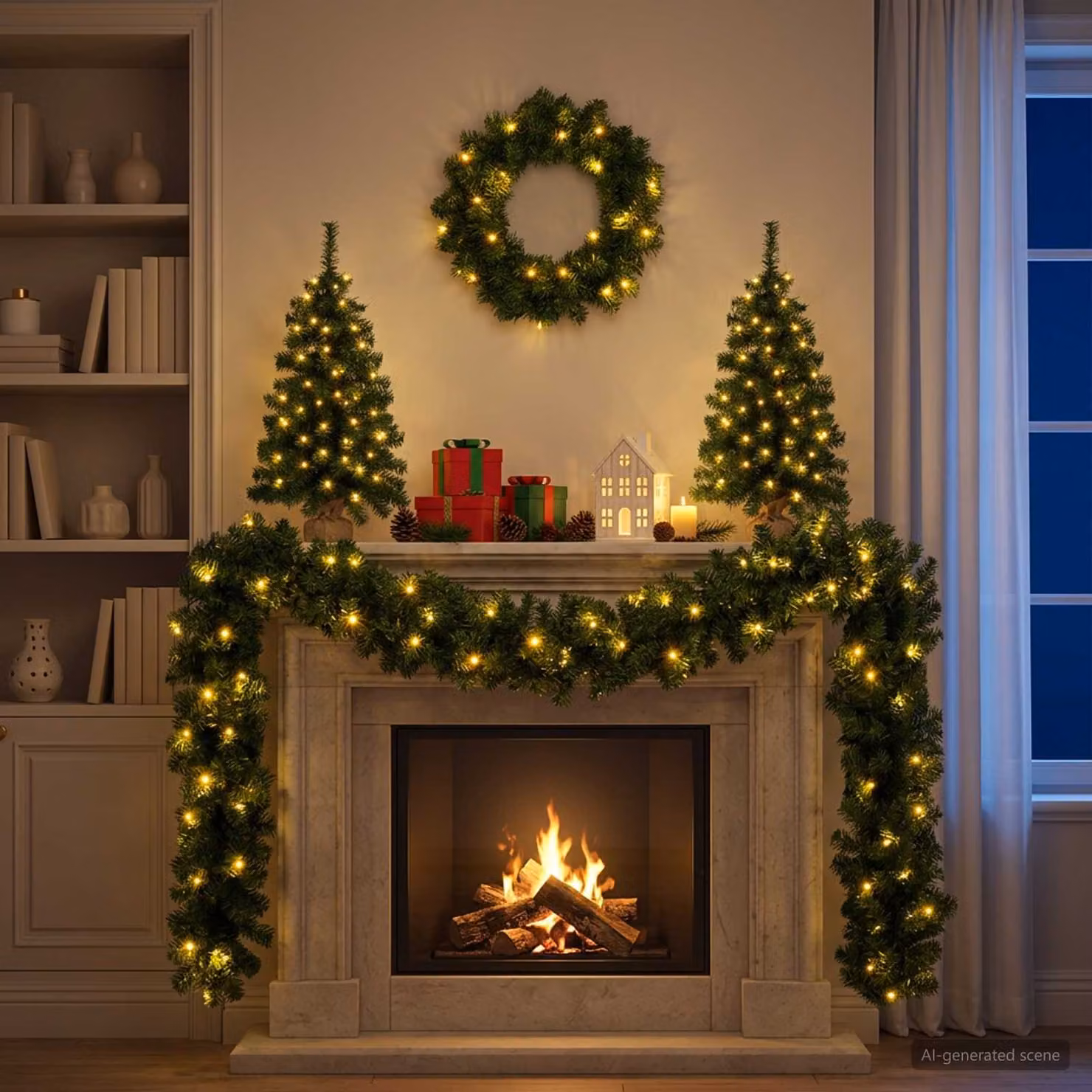 vidaXL Set mini alberi di Natale 60 cm 125 LED Bianco caldo PVC Verde
