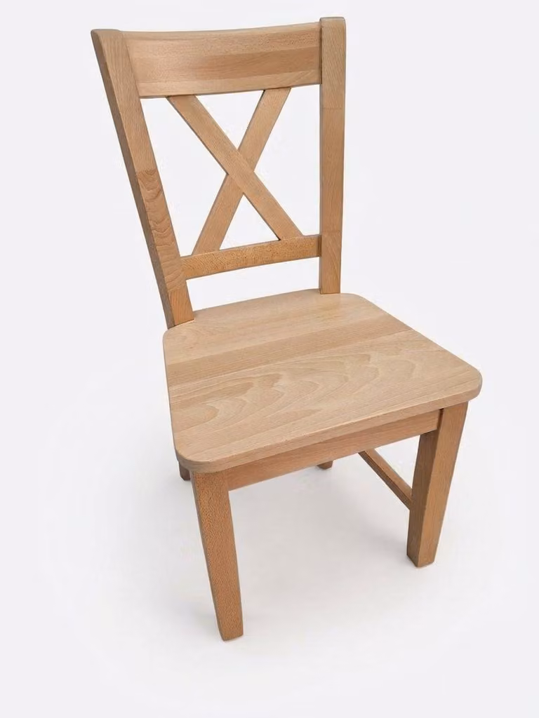 Sedia in legno comoda, color marrone, con schienale alto e aperto, dal design moderno