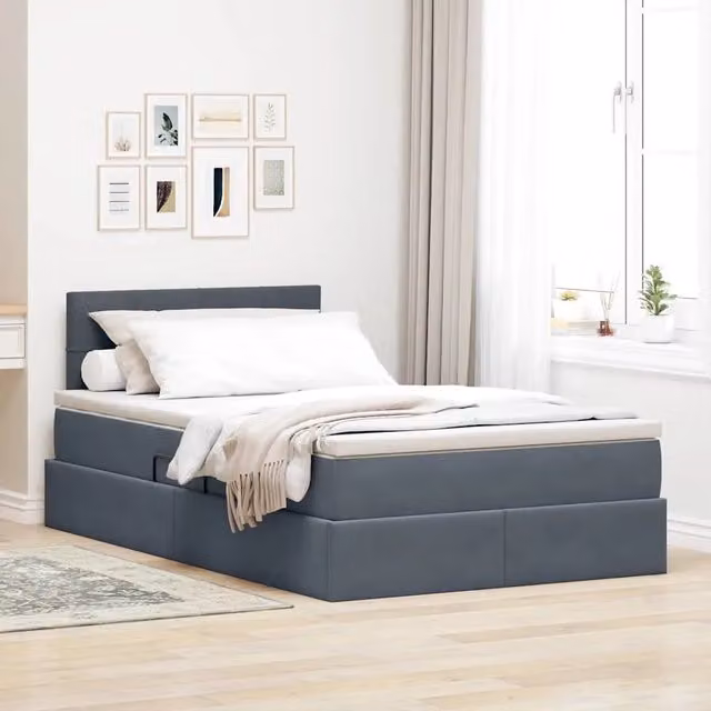Letto con contenitore LED e materasso Grigio Scuro 120 x 200 cm 3371386