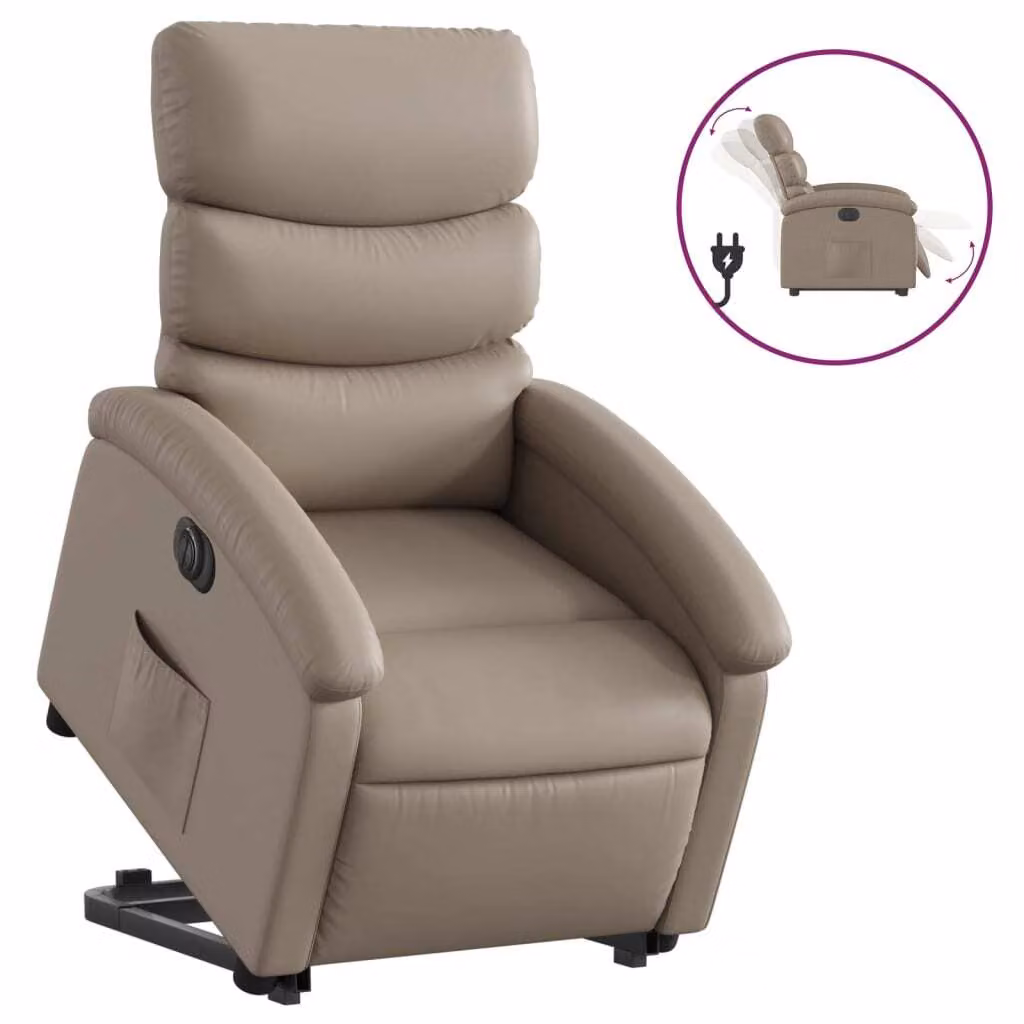 Poltrona Alzapersona Reclinante Elettrica Cappuccino Pelle finta