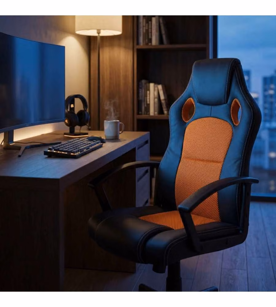 Cosma Poltrona Gaming Rossa e Nera con Braccioli in Faux Leather