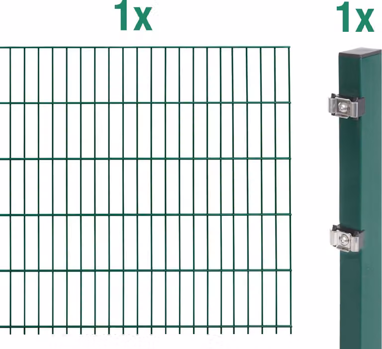 Recinzione a doppia rete metallica Alberts - set di prolunghe, altezza 160 cm, lunghezza 2 m, verde, per la posa nel calcestruzzo