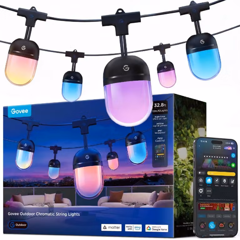 Catena luminosa da 10 metri, RGBICW, 55 LED, grado di protezione IP67, controllo tramite app, oltre 111 scene