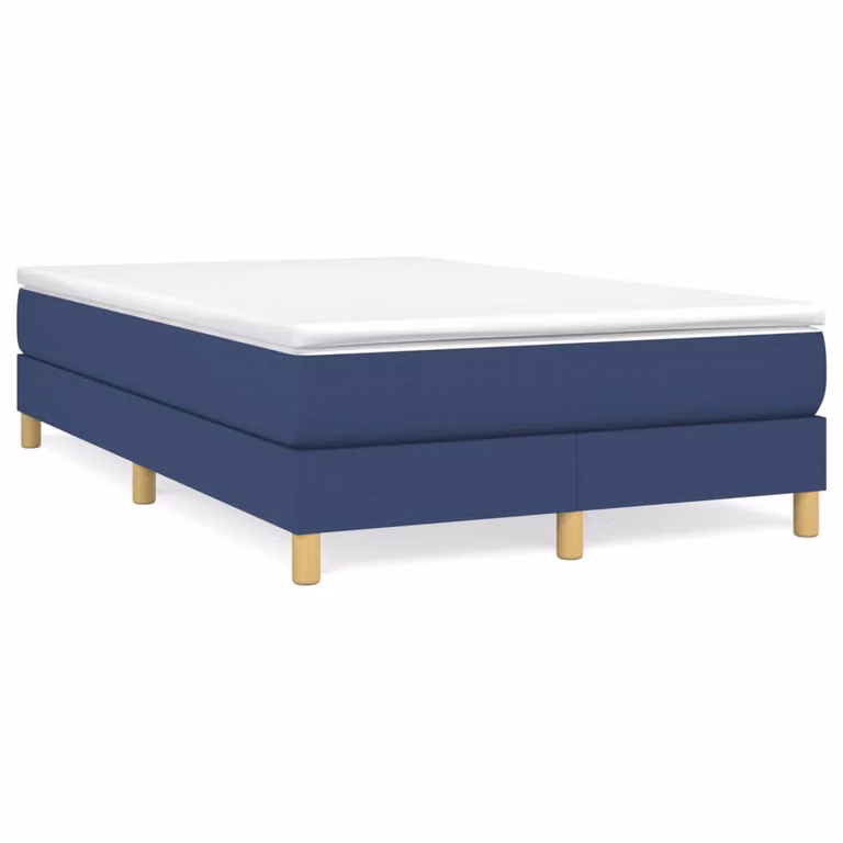 vidaXL Letto Ibrido con Materasso Blu e Bianco in Tessuto e Legno L/P/H: 200 x 120 x 25 cm