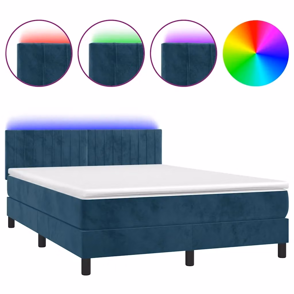 Letto Ibrido vidaXL con Materasso e Illuminazione LED Blu e Bianco L/P/H: 203 x 144 x 88 cm – 2