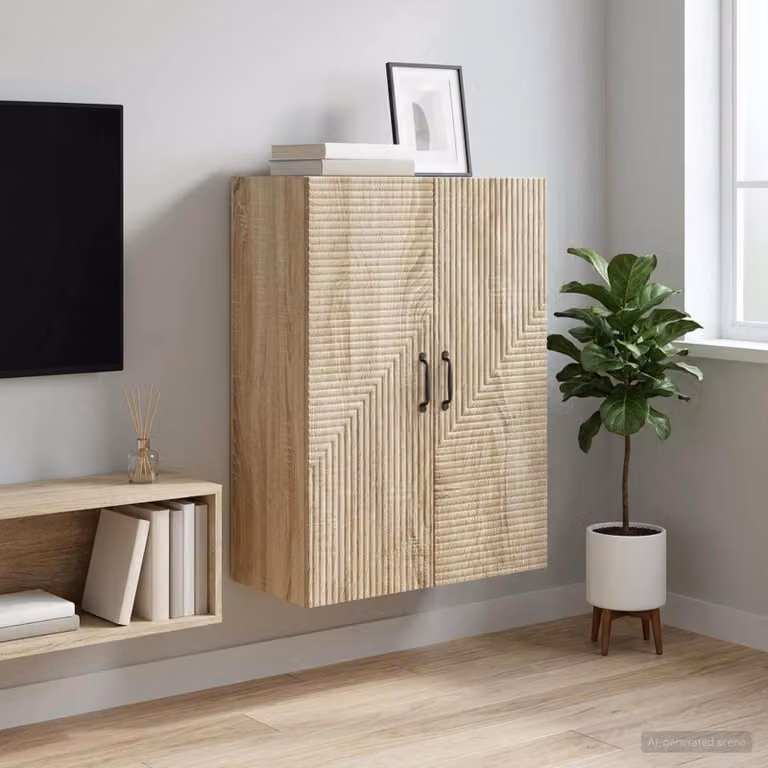 Mobiletto a muro moderno vidaXL in legno Rovere Sonoma marrone L: 66 cm, P: 34,5 cm, H: 90 cm