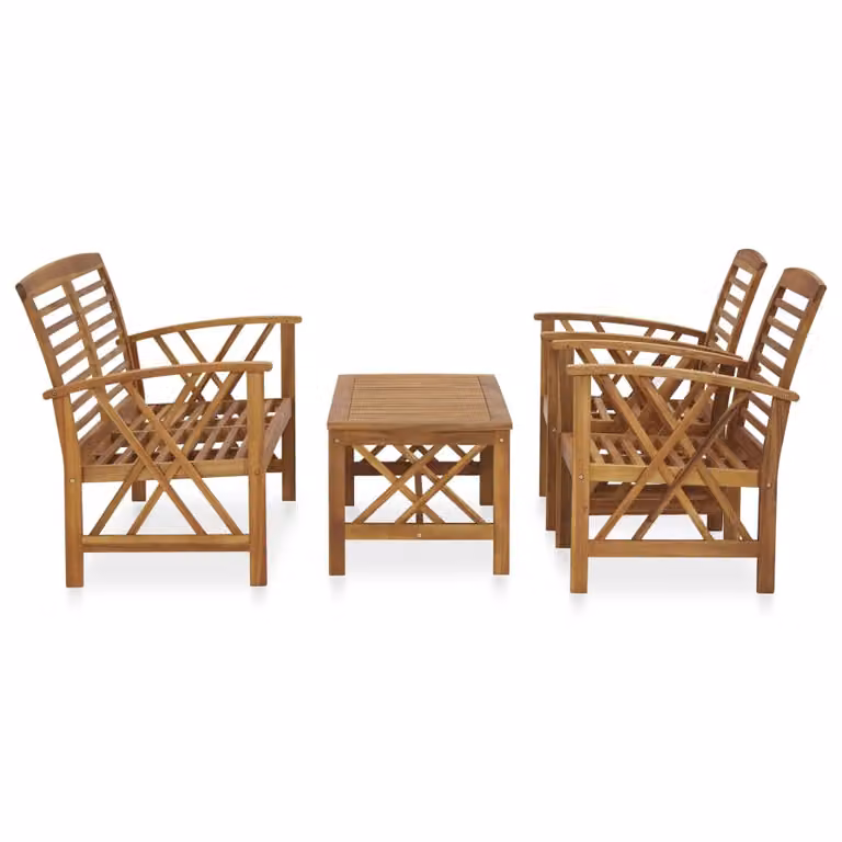 Set Divani da Giardino 4 pz in Legno Massello di Acacia