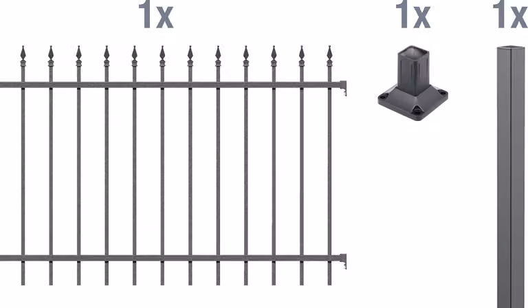 Alberts 510404 Set di prolunghe per recinzione Chaussee, da avvitare, antracite, altezza 100 cm, lunghezza 2 m