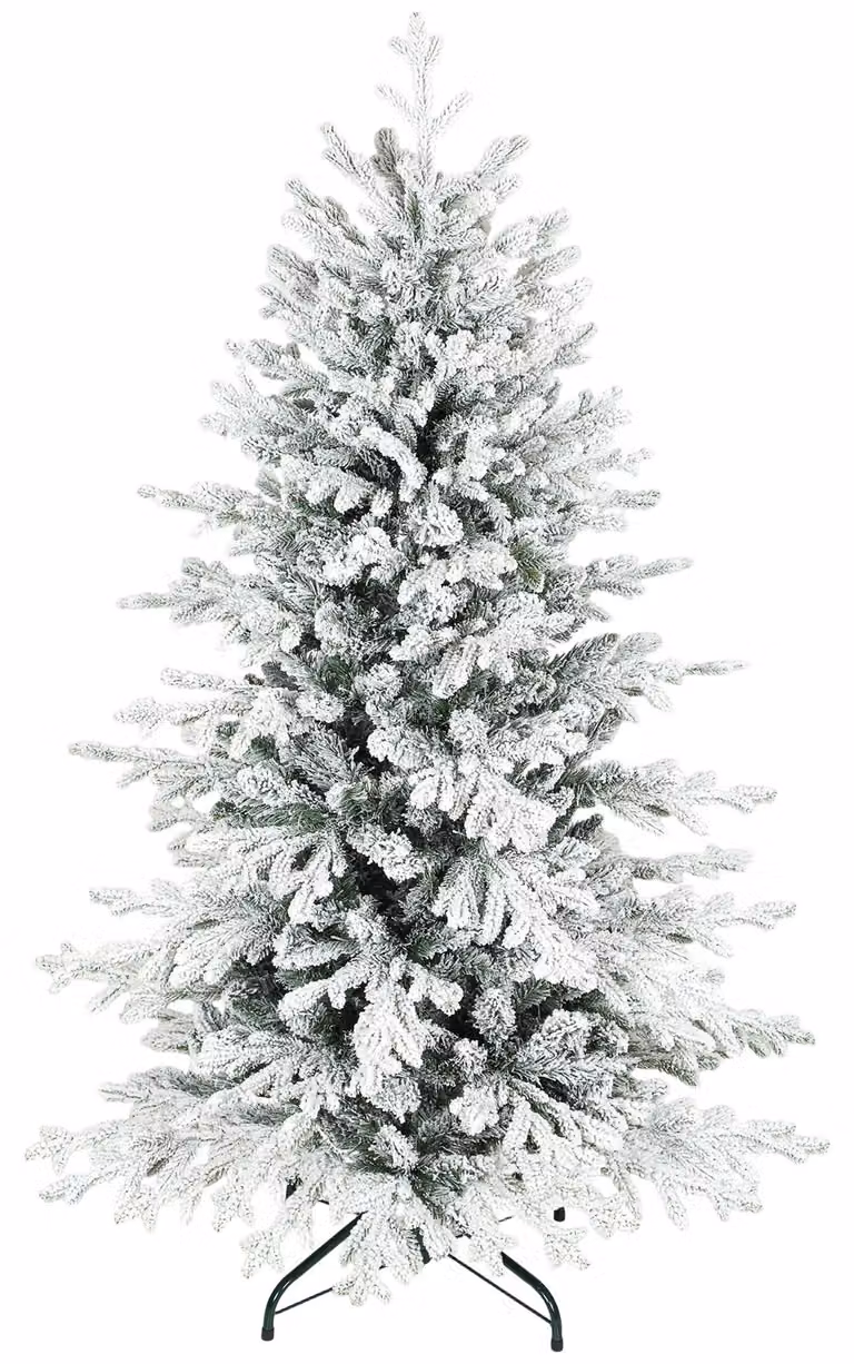 Albero di Natale artificiale, albero di Natale da 150 cm con neve, 1162 rami, supporto in metallo pieghevole