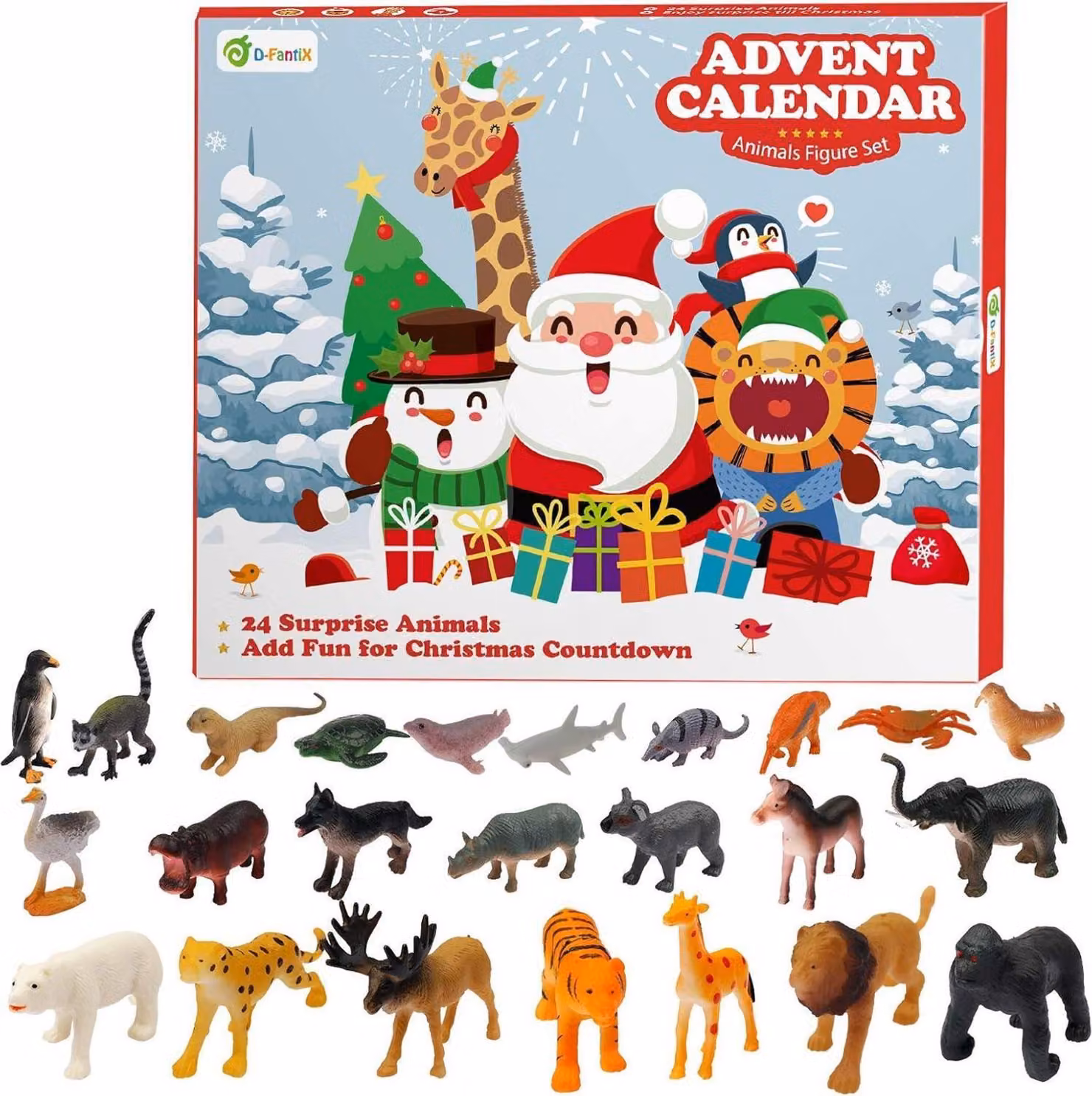 D-FantiX Calendario dell'avvento 2024 con figure di animali per bambini e bambine