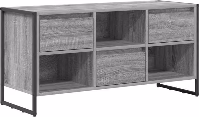 Mobile porta TV industriale moderno con cassetto 100 x 36 x 49 cm in legno multistrato grigio sonoma 02_0054538