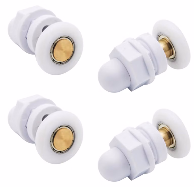 Set di rulli per doccia da 25 mm - 4 pezzi - Ricambi - Robusti/in ottone - Duraturi - Adatti per porte in vetro - Ruote per doccia