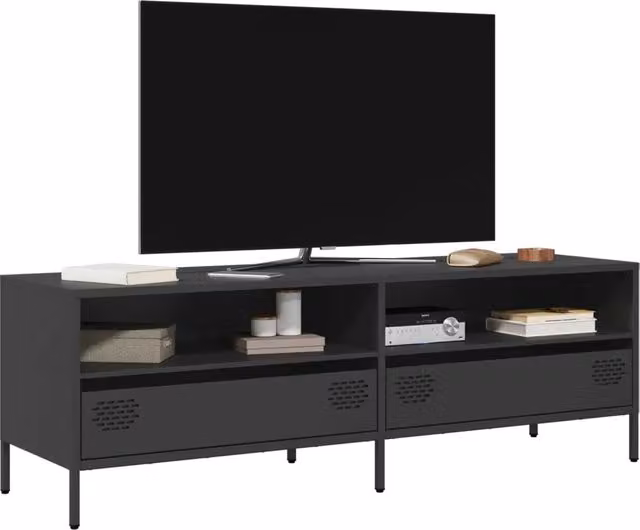 Mobile TV industrial in metallo nero vidaXL L/P/H: 135 x 39 x 43,5 cm – 1